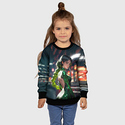 Свитшот детский Девушка-андроид с зелёной косой, цвет: 3D-черный — фото 2
