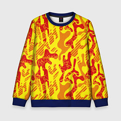 Свитшот детский Абстракция красный рисунок на желтом фоне, цвет: 3D-синий