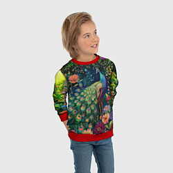 Свитшот детский Павлин в саду, цвет: 3D-красный — фото 2