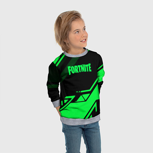 Детский свитшот Fortnite geometry green / 3D-Меланж – фото 3