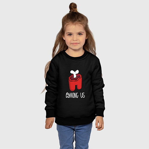 Детский свитшот Among us logo red / 3D-Черный – фото 4