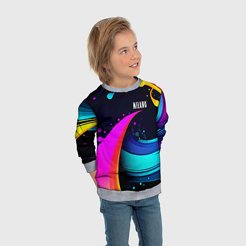 Детский свитшот Neon abstraction - Milano / 3D-Меланж – фото 3