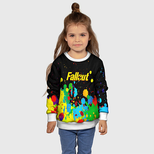 Детский свитшот Fallout цветные краски / 3D-Белый – фото 4