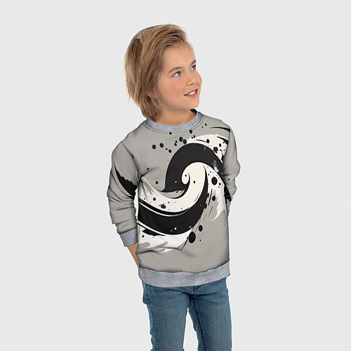 Детский свитшот Инь-янь абстракция - нейроарт / 3D-Меланж – фото 3