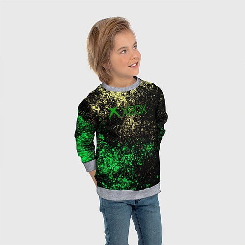 Детский свитшот Xbox брызги красок / 3D-Меланж – фото 3