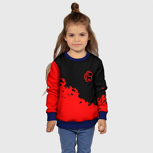 Детский свитшот Among us красные краски / 3D-Синий – фото 4