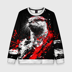 Свитшот детский Портрет выдры, цвет: 3D-белый