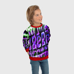 Свитшот детский Фиолетово-зелёная абстракция на чёрном фоне, цвет: 3D-красный — фото 2