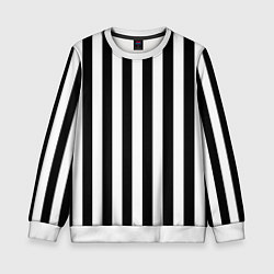 Свитшот детский Вертикальные черно белые полосы, цвет: 3D-белый