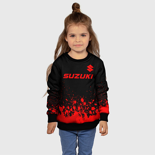 Детский свитшот Suzuki - red gradient посередине / 3D-Черный – фото 4