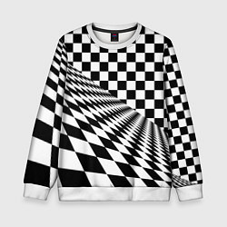 Свитшот детский Шахматная психоделика иллюзия, цвет: 3D-белый