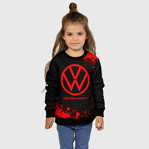 Детский свитшот Volkswagen - red gradient / 3D-Черный – фото 4