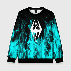 Свитшот детский The elder scrolls neon flame, цвет: 3D-черный