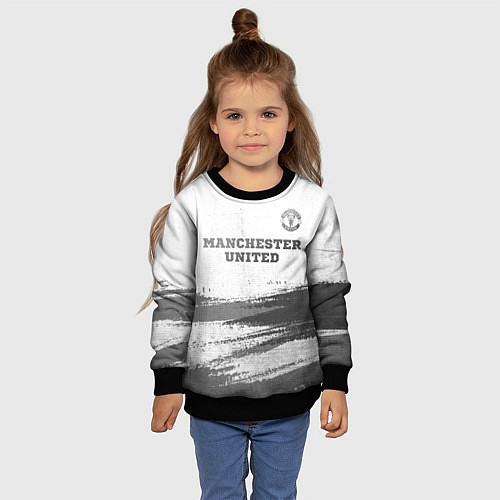 Детский свитшот Manchester United - white gradient посередине / 3D-Черный – фото 4