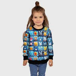 Свитшот детский Пэчворк с кроликами, цвет: 3D-черный — фото 2