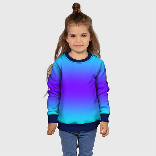 Детский свитшот Неоновый градиент текстура / 3D-Синий – фото 4