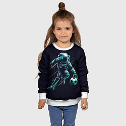 Свитшот детский Космонавт играет в футбол в космосе, цвет: 3D-белый — фото 2