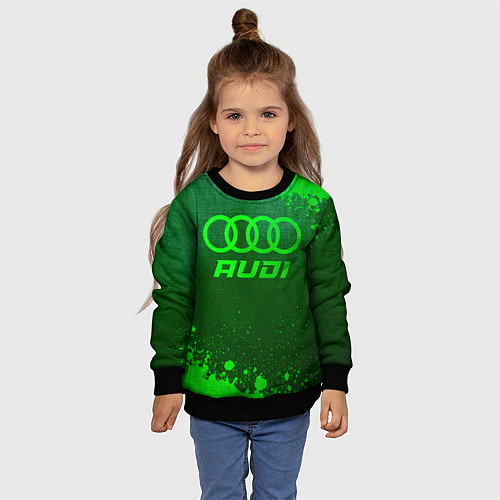 Детский свитшот Audi - green gradient / 3D-Черный – фото 4