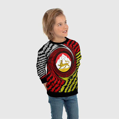 Детский свитшот Осетия полоски / 3D-Черный – фото 3