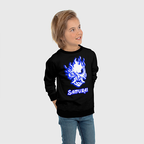 Детский свитшот Samurai logo ghost / 3D-Черный – фото 3