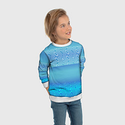 Свитшот детский Синие и белые волны, цвет: 3D-белый — фото 2