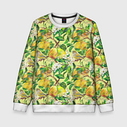 Свитшот детский Птица на грушевом дереве, цвет: 3D-белый