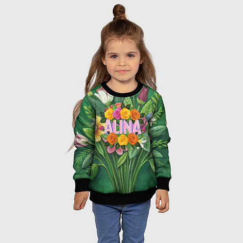 Детский свитшот Alina roses / 3D-Черный – фото 4