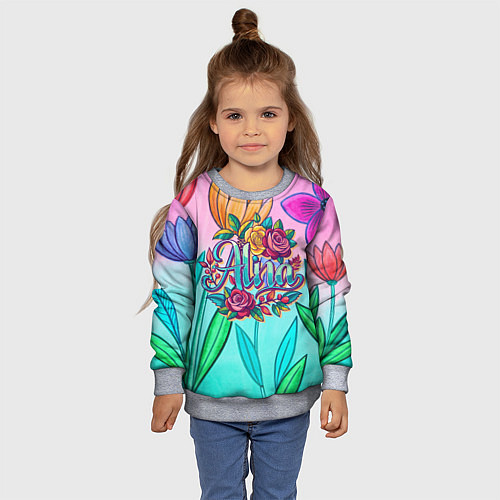 Детский свитшот Алина три розы / 3D-Меланж – фото 4