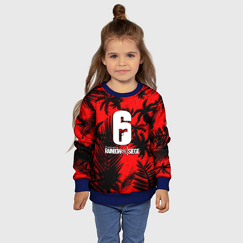 Детский свитшот Rainbow six тропик паттерн / 3D-Синий – фото 4