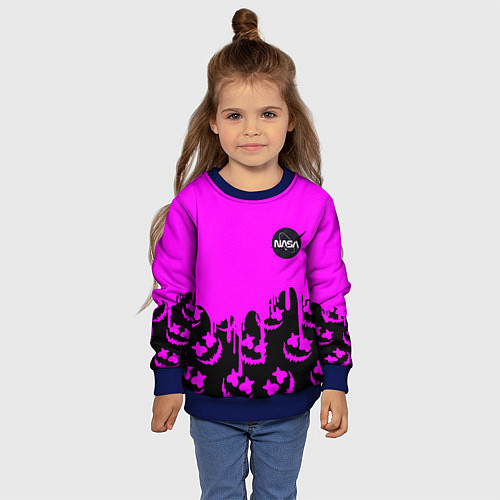 Детский свитшот Marshmello neon nasa / 3D-Синий – фото 4