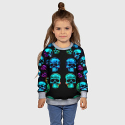 Свитшот детский Neon skulls - ai art pattern, цвет: 3D-меланж — фото 2
