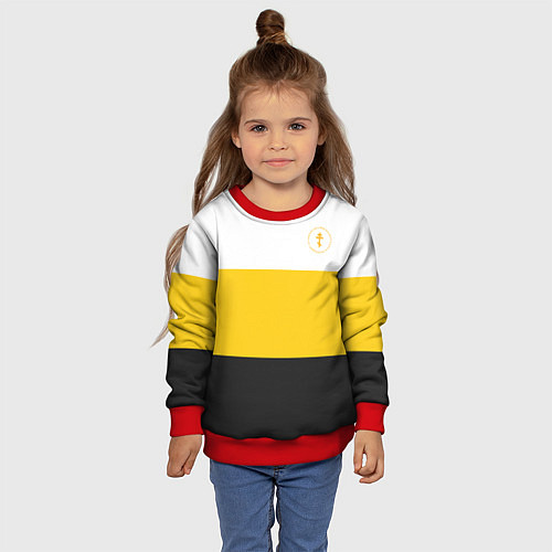 Детский свитшот Сокрушу пред ним врагов его крест желтый / 3D-Красный – фото 4