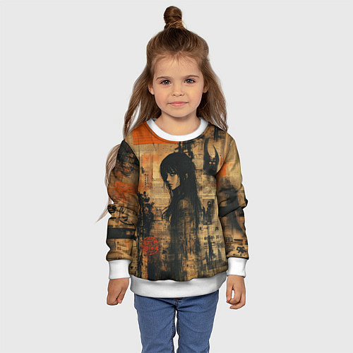 Детский свитшот Девушка на газете / 3D-Белый – фото 4