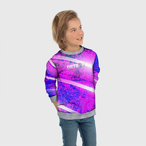 Детский свитшот Detroit become human neon / 3D-Меланж – фото 3