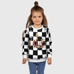 Свитшот детский Шахматные фигуры на доске, цвет: 3D-белый — фото 2