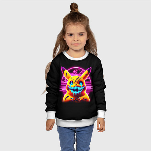 Детский свитшот Terrible Pikachu - halloween fantasy / 3D-Белый – фото 4