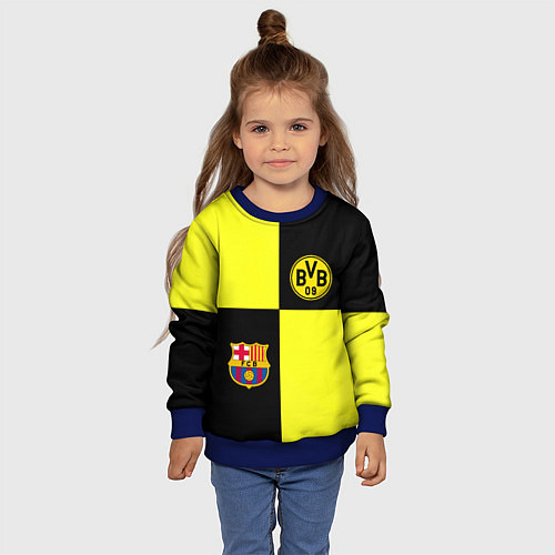 Детский свитшот Barcelona x Borussia / 3D-Синий – фото 4