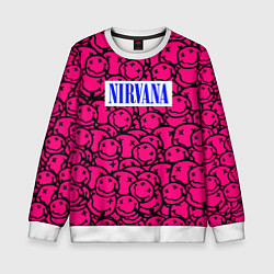 Свитшот детский Nirvana pink logo, цвет: 3D-белый