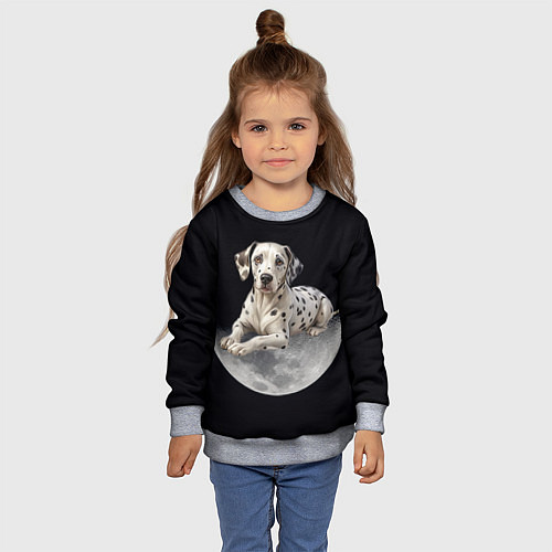 Детский свитшот Далматин и луна / 3D-Меланж – фото 4