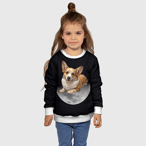 Детский свитшот Корги и луна / 3D-Белый – фото 4
