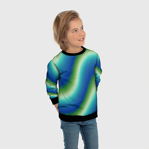 Детский свитшот Морская волна арт / 3D-Черный – фото 3