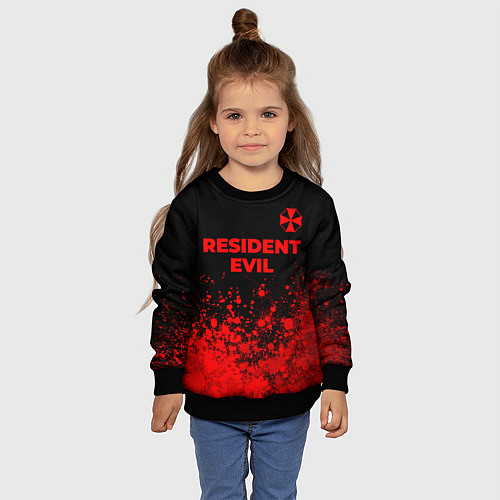 Детский свитшот Resident Evil - red gradient посередине / 3D-Черный – фото 4