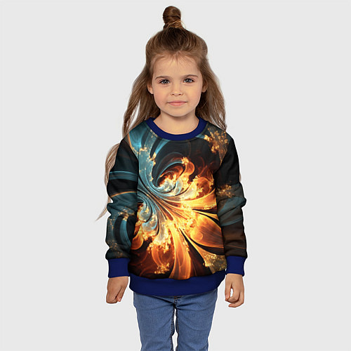 Детский свитшот Абстрактный фрактал / 3D-Синий – фото 4