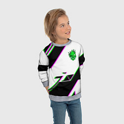 Свитшот детский Cyberpunk logo geometry, цвет: 3D-меланж — фото 2