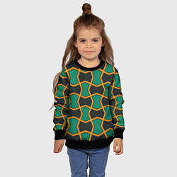 Свитшот детский Геометрический узор желто-зеленый, цвет: 3D-черный — фото 2
