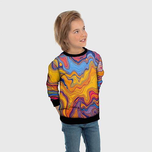 Детский свитшот Поток разноцветной краски / 3D-Черный – фото 3