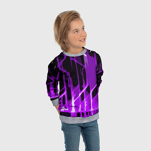 Детский свитшот Abstract purple stripes on a black background / 3D-Меланж – фото 3