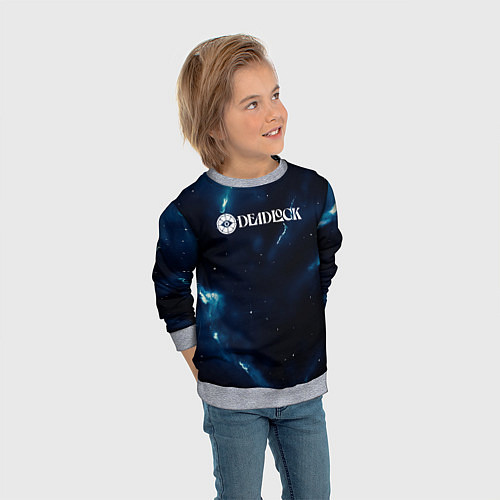 Детский свитшот Deadlock logo синие молнии / 3D-Меланж – фото 3