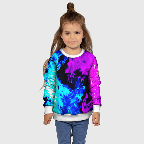 Детский свитшот Битва неонового огня / 3D-Белый – фото 4
