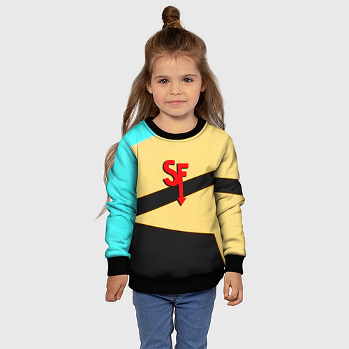 Детский свитшот Салли фейс геометрия / 3D-Черный – фото 4